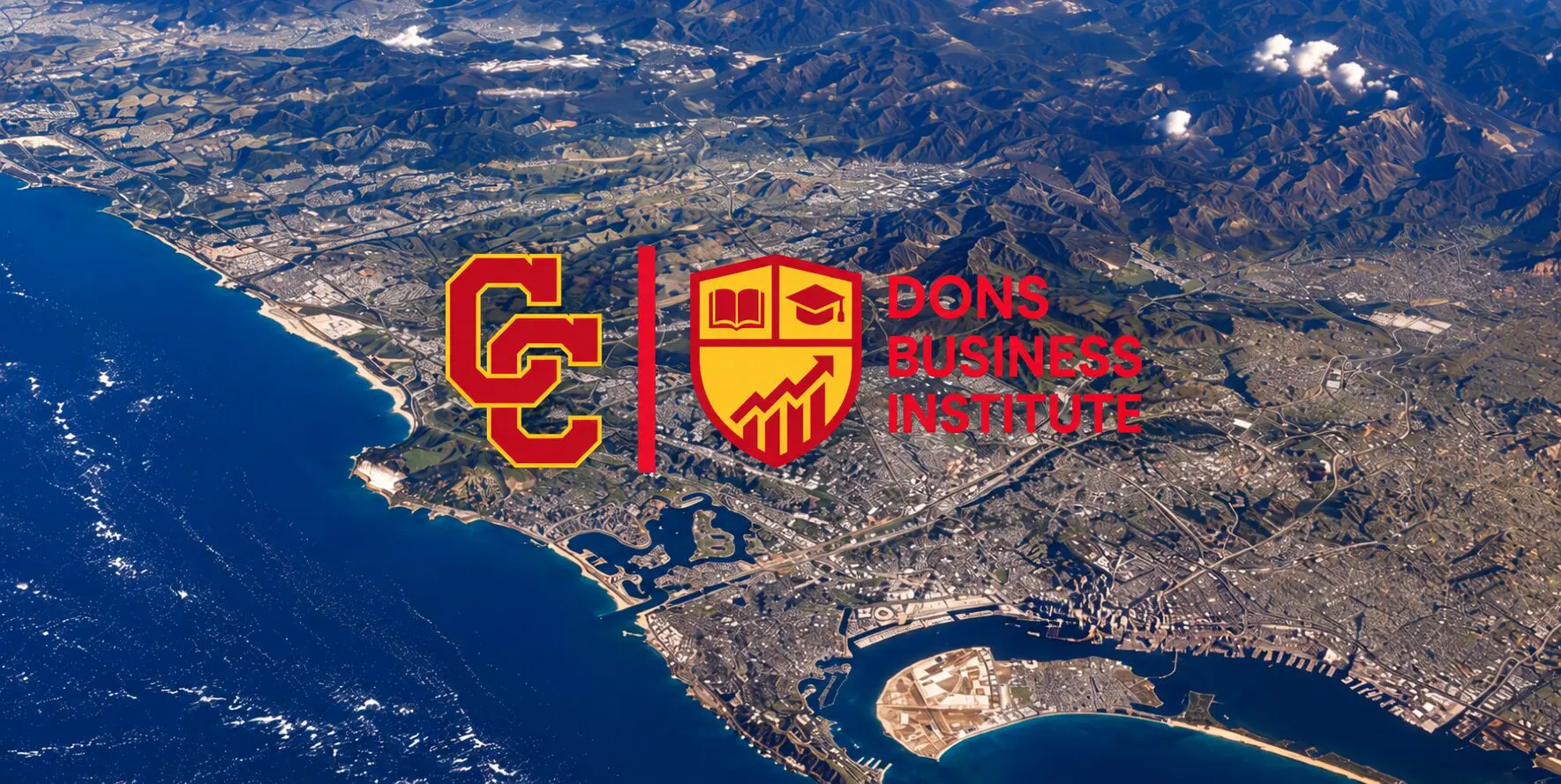 Coastal Cityscape with Dons Business Institute Branding