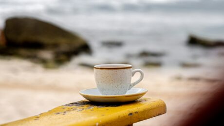 image of coffee at the beach