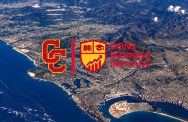 Coastal Cityscape with Dons Business Institute Branding