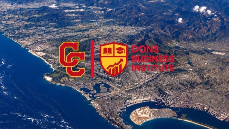 Coastal Cityscape with Dons Business Institute Branding